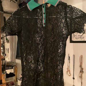 Sheer Lace Polo Shirt
